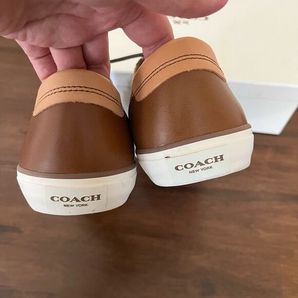 New Men's Coach leather sneaker Perkins Soft Port saddle brown size 8.5 - Picture 9 of 12